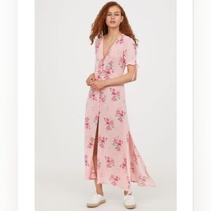 🩷🌹🎀NWOT Divided H&M "Button Up Dress" in Light Pink🩷 Floral🌹 Sz US 8🎀🌹🩷